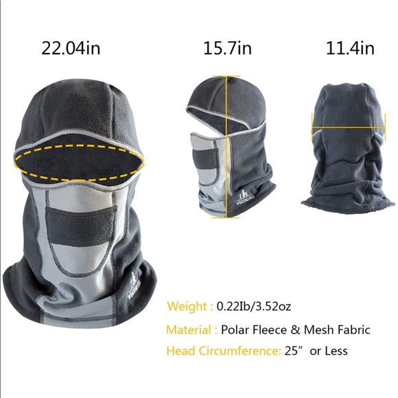 vicnunu Balaclava Ski Mask Winter Windproof Warm Mask Thermal Fleece - Picture 9 of 13